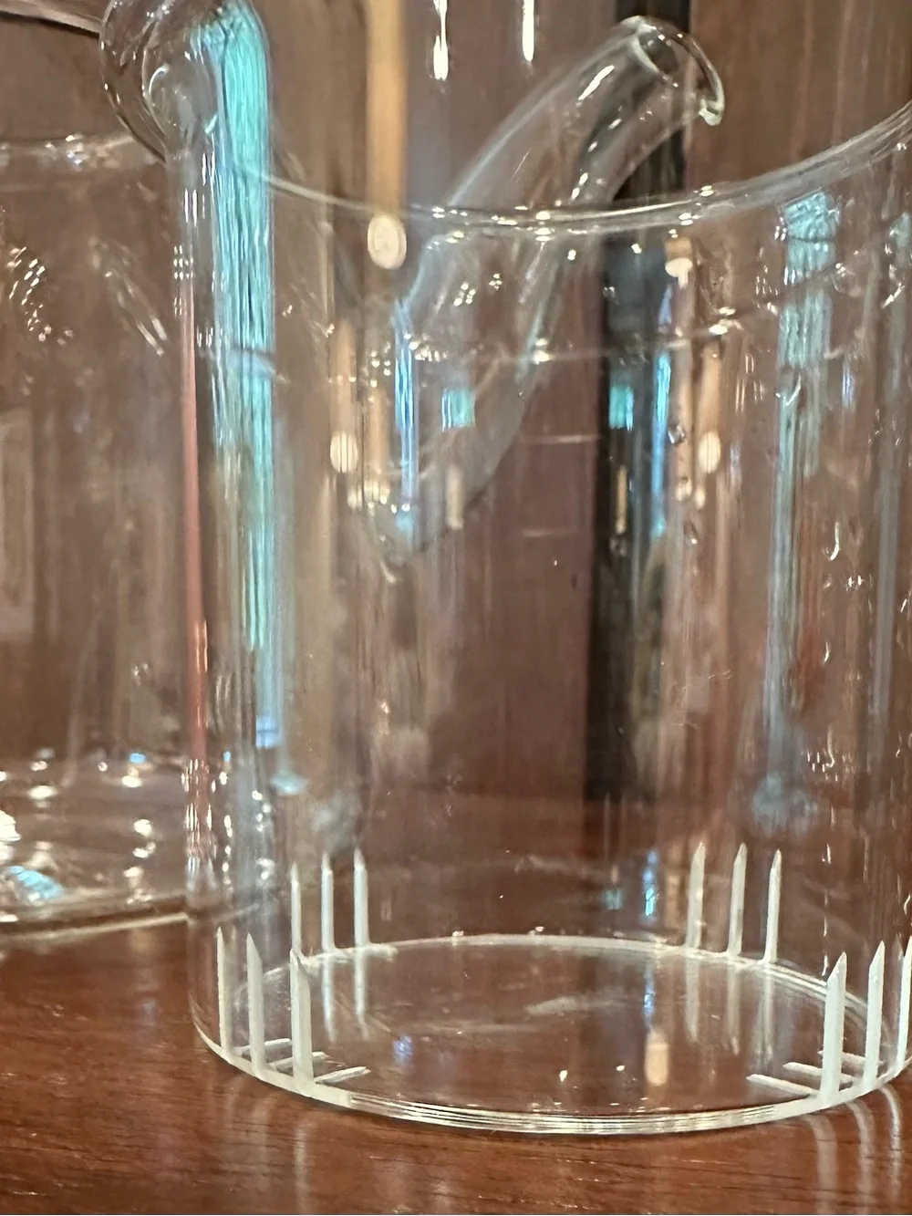 Vintage tea infuser pot • glass • unique handle